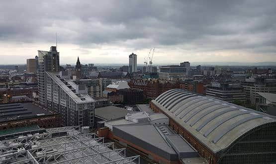 Storm clouds break over Manchester