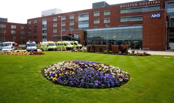 The exterior of Whiston Hospital