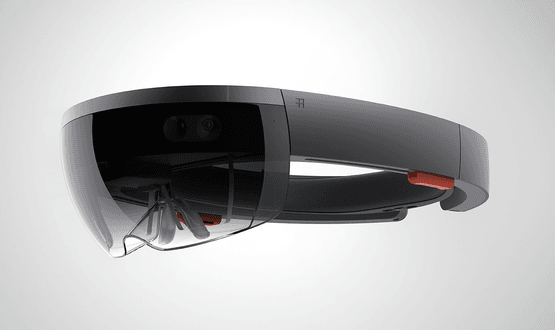 The Microsoft HoloLens headset using a combination or VR and AR