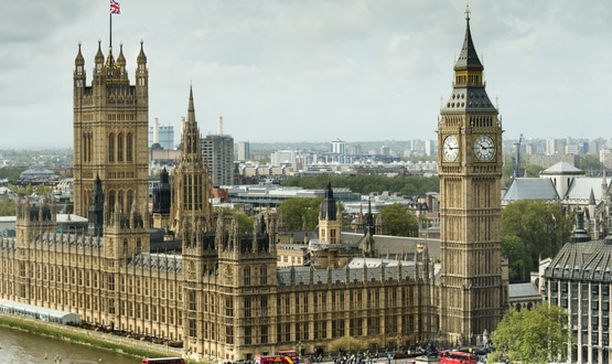 A view of the UK Parliament buildings and Big Ben in London