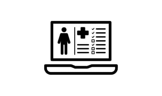 A graphic representing patient data on a laptop computer