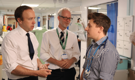 Matt Hancock with NHS staff
