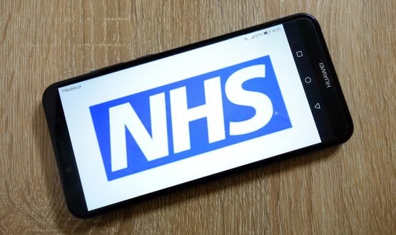 NHS logo on smartphone