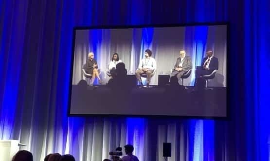 A panel of healthcare representatives at Intelligent Health in Basel