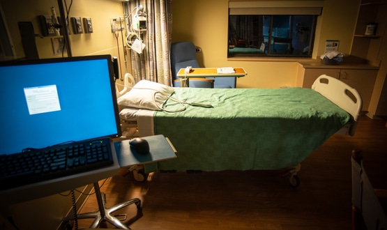 Computer in hospital room